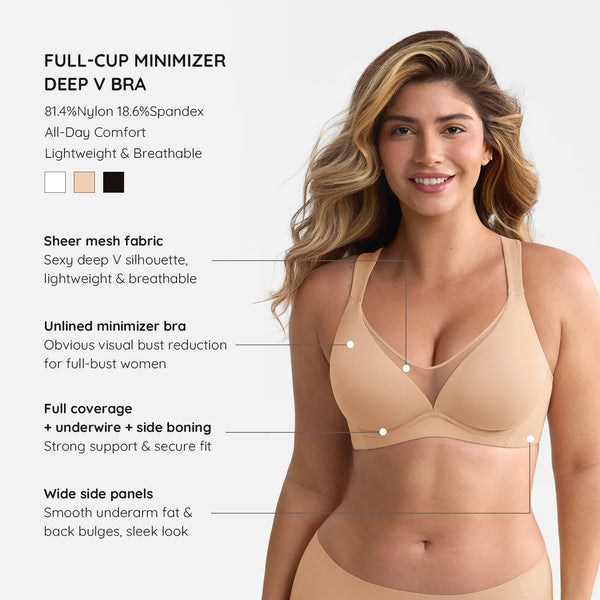 Waistdear – Soutien-gorge Minimiseur Confortable Grande Taille à Couverture Complète pour Femme, sans Armature, Rembourré Push-up