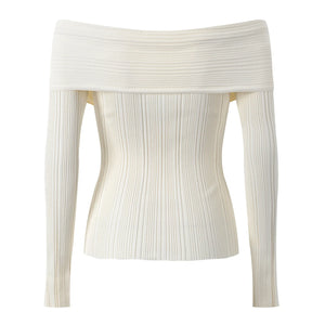 White ribbed knit top on a white background