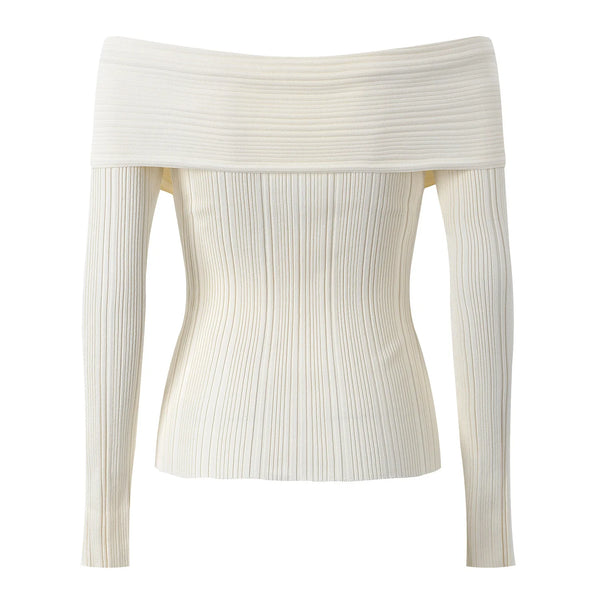 White ribbed knit top on a white background