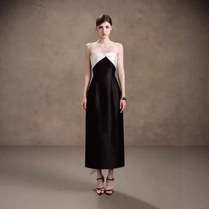 Off-the-Shoulder Sleeveless Midi Dress Mermaid-Trumpet Silhouette Natural Waist Big Bow Decoration model display