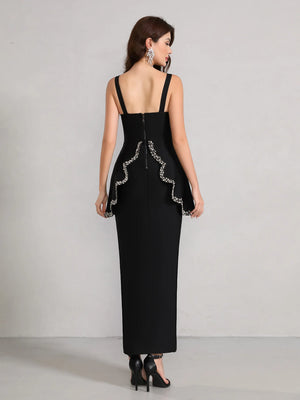 Fashion 2025 New Beading Sexy Women Celebrity Night Club Runway Evening Party Dress - Elegant back view design with embellishments.