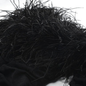 Close-up of black shaggy fabric texture