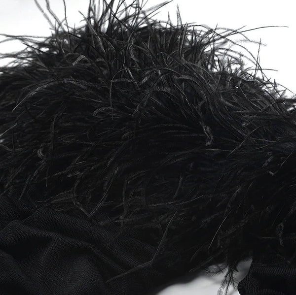 Close-up of black shaggy fabric texture