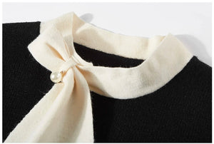 Scarf-Collar Tie Knit Pullover Winteres