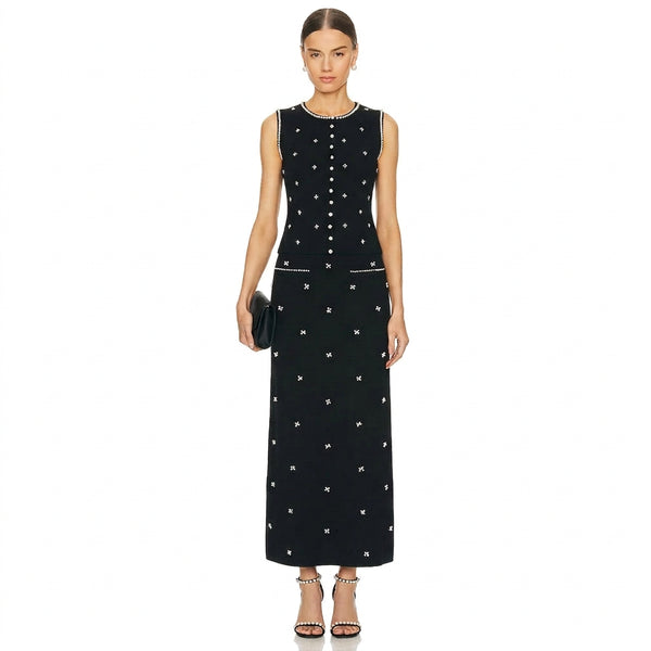 Beaded Knit Top & Skirt Set Winteres