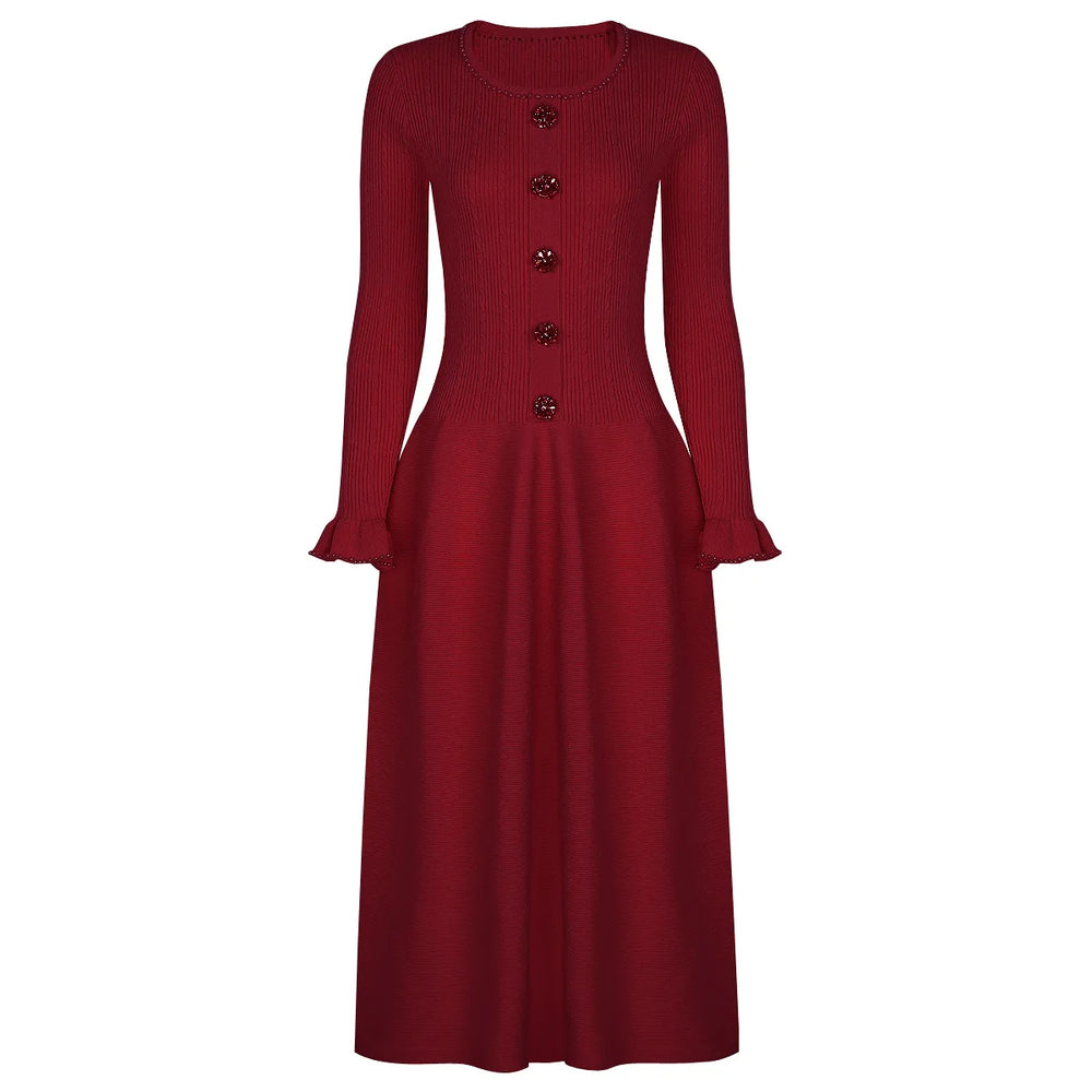 Kayla Knit Midi Dress – Apricot Midi Dress – Winteres