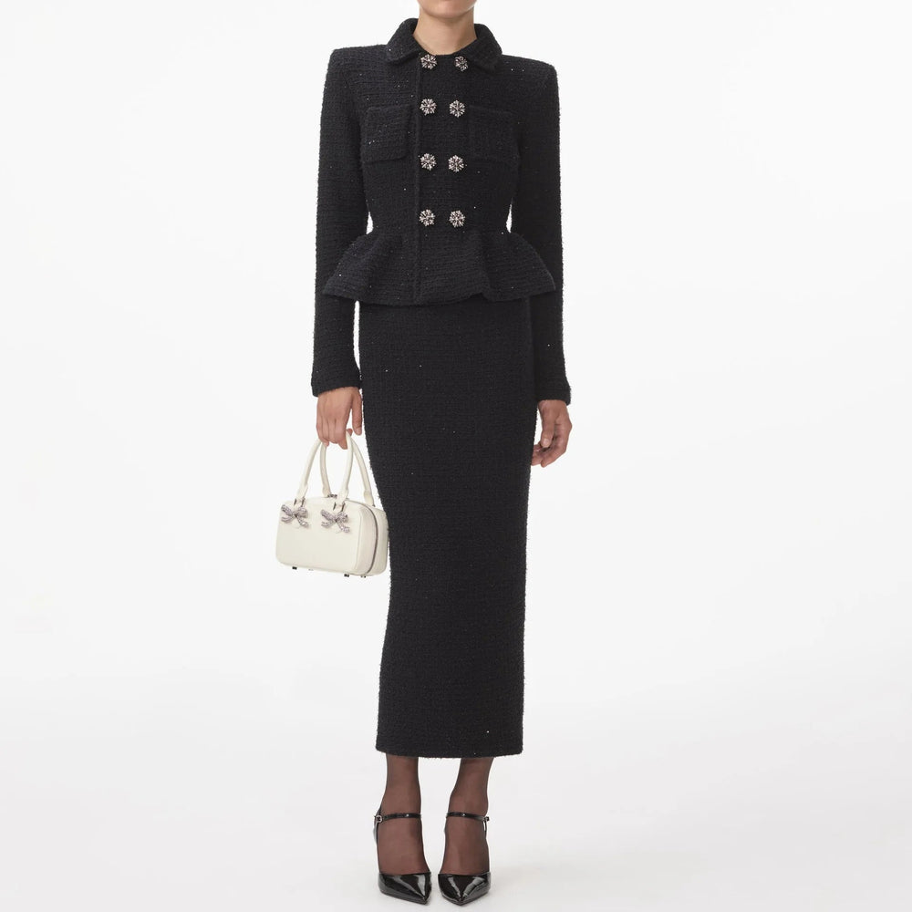 Sets Double-breasted Sequin Knit Top Patchwork Dress Winteres