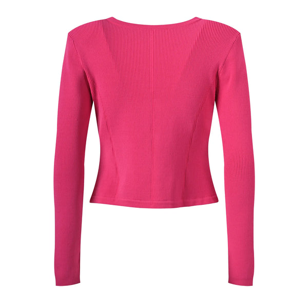 Pink long-sleeve top on a white background