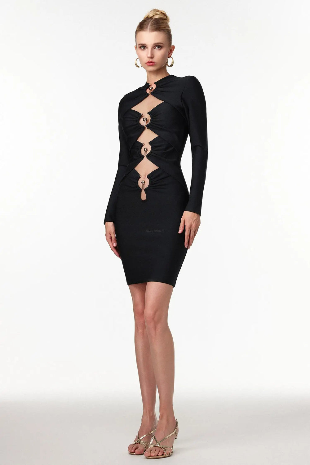 Women Chic IMiney Sexy Contour Long Sleeve Cut Out Bandage Mini Dr Ladies Bodycon Occassion Birthday Cocktail Prom Party Dresses Winteres
