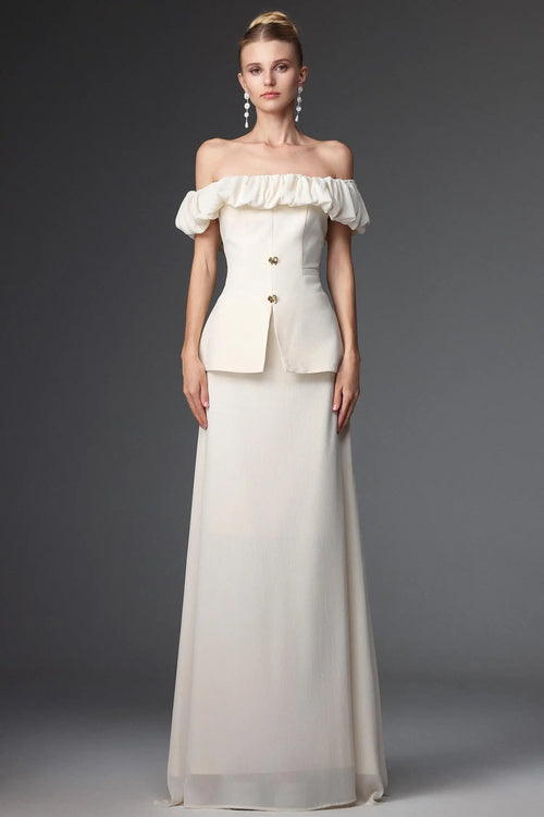 Women Chic IMamie Elegant Tailored Off Shoulder Ruched Two Piece S Ladies Bodycon Occassion Birthday Cocktail Prom Party Dresses