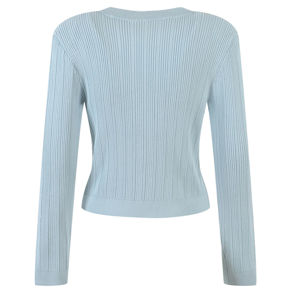 V-Neck Knit Crop Cardigan – Light-Blue Knit Cardigan – Winteres