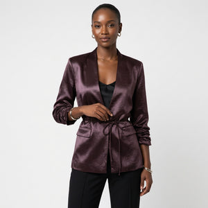 Madelon Satin Belted Blazer | WINTERES