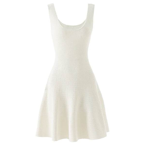 White sleeveless dress on a white background