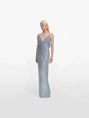 Ziraya Blue Diamond Backless Dress
