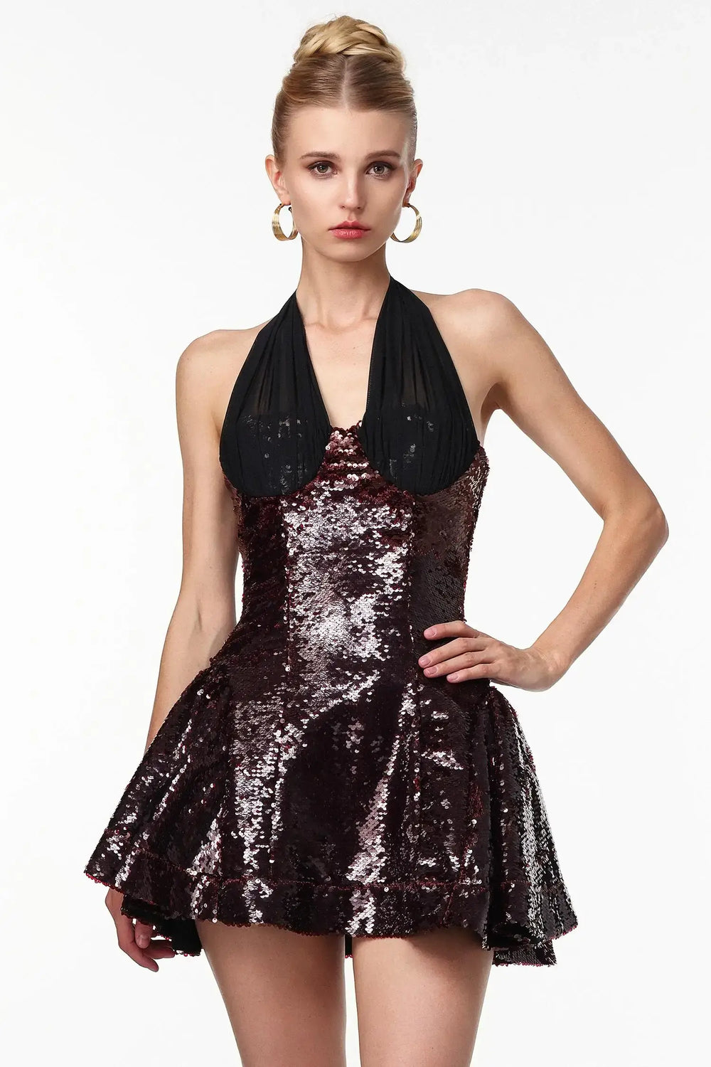 Women Chic ISexy Slimming Halter Sequin Mini Dress Ladies Bodycon Occassion Birthday Cocktail Prom Party Dresses