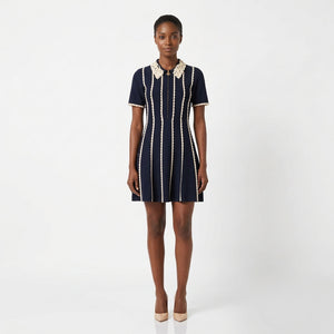 Clotilde Lace-Trim Knit Mini Dress | WINTERES