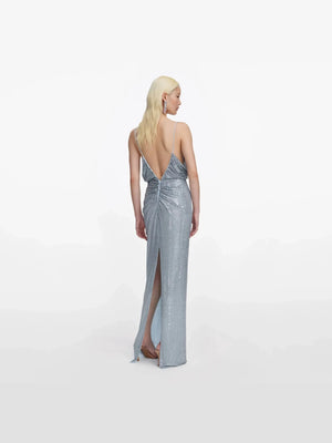 Ziraya Blue Diamond Backless Dress