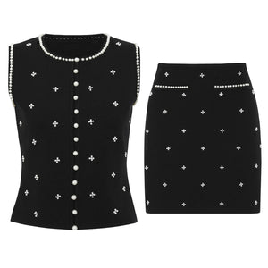 Beaded Knit Top & Skirt Set Winteres