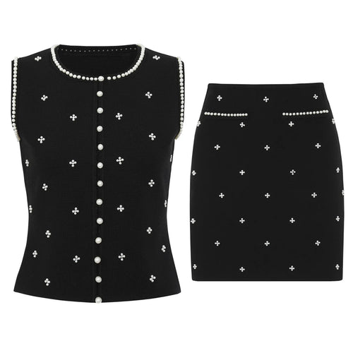 Beaded Knit Top & Skirt Set Winteres