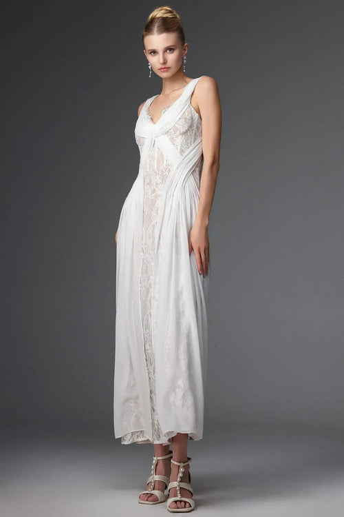Women Chic INamia Romantic Flowy Sleeveless Ruched Lace Maxi Dress Ladies Bodycon Occassion Birthday Cocktail Prom Party Dresses