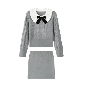 Peter-Pan Knit Pullover & Skirt Set Winteres