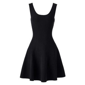Black sleeveless dress on a white background