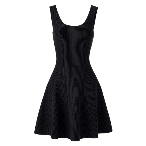 Black sleeveless dress on a white background