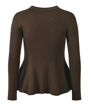 Brown ribbed sweater on a white background