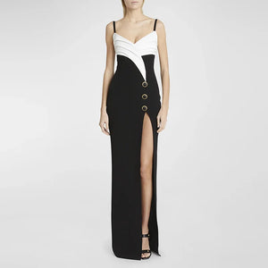Wholesale Luxury Boutique Womens Clothing Black and White Womens Party Wear High Slit Bandage Dresses Long Gown Evening Dress Winteres
