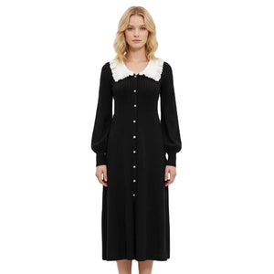 Puff-Sleeve Peter-Pan Hollow Knit Cardigan Winteres