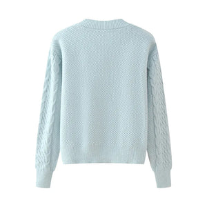 Cable Button Crew-Neck Knit Cardigan Winteres