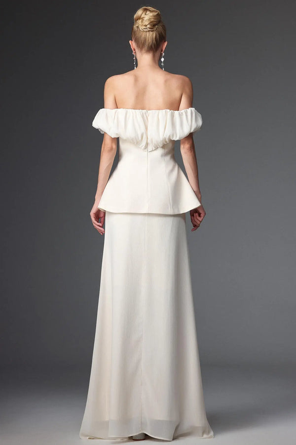 Women Chic IMamie Elegant Tailored Off Shoulder Ruched Two Piece S Ladies Bodycon Occassion Birthday Cocktail Prom Party Dresses