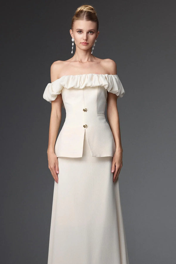 Women Chic IMamie Elegant Tailored Off Shoulder Ruched Two Piece S Ladies Bodycon Occassion Birthday Cocktail Prom Party Dresses