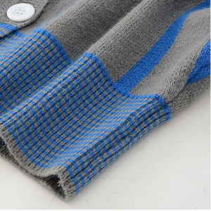 Stripe Jacquard Contrast Color Cardigan Winteres