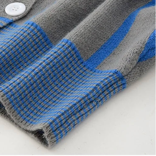 Stripe Jacquard Contrast Color Cardigan Winteres