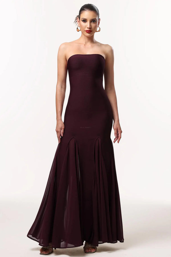 Women Chic IDellis Elegant Contour Strapless Pleated Bandage Maxi Ladies Bodycon Occassion Birthday Cocktail Prom Party Dresses.