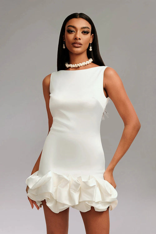 Elianor White Slim Satin Mini Dress Winteres