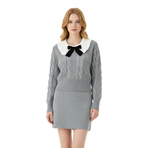 Peter-Pan Knit Pullover & Skirt Set Winteres