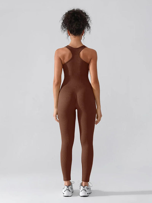 Seamless one-piece shaping sports suit with zipper Winteres