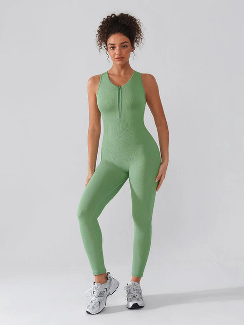 Seamless one-piece shaping sports suit with zipper Winteres