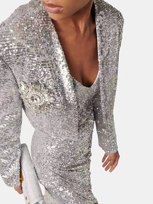 Sequined Set Dress and Blazer Winteres