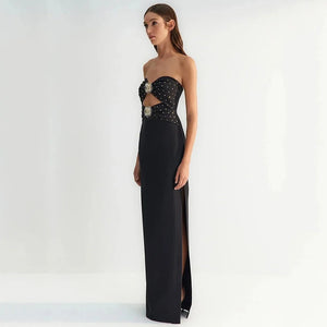 Get ready to celebrate in style with this Black Pink Color Women Sexy Strapless Dress! The shinning sequins and bodycon bandage design will have you turning heads at