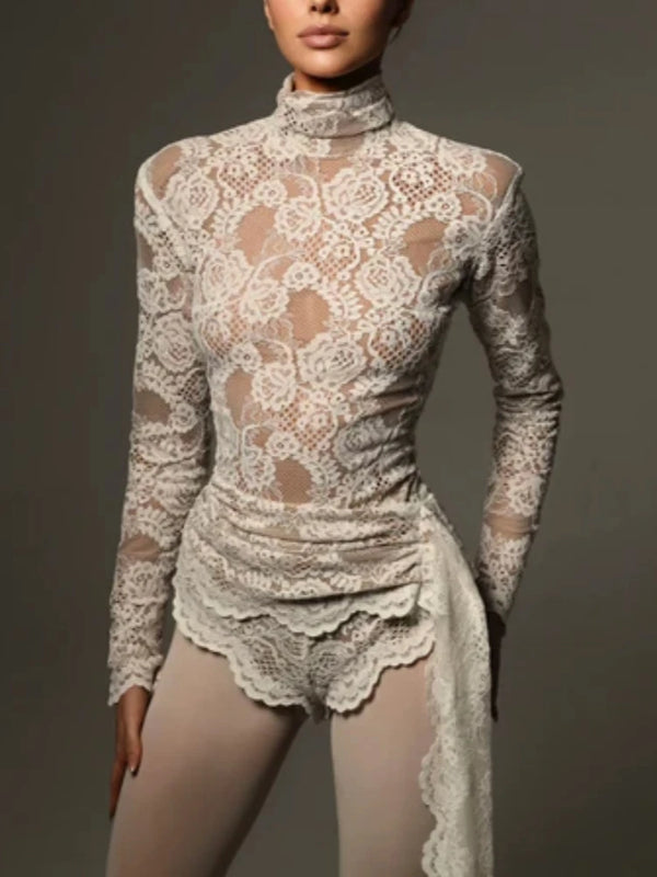 Elevate your style with our Draped Lace Bodysuit. This sophisticated and exclusive piece features intricate lace and a flattering draped design. Perfect for your nex