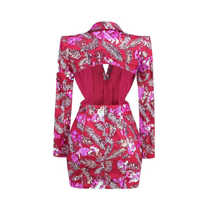 Celebrity Blazer Dress Crystal Sequins Winteres