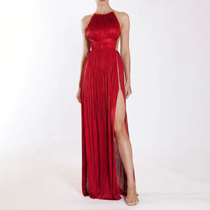 Maxi Dress Milana with halter neckline and backless design.