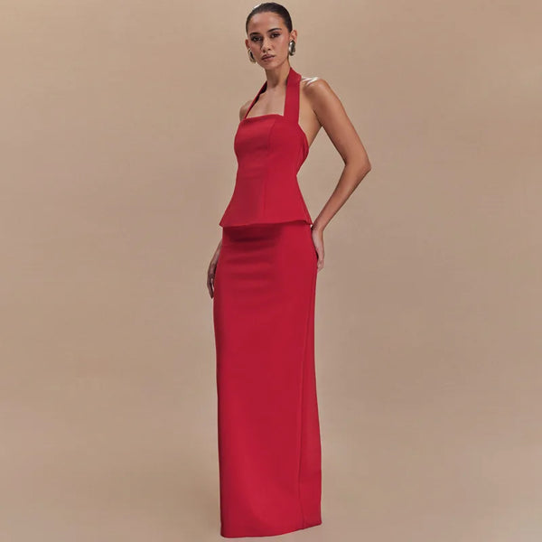 Flaunt your figure in our fabulous Backless Sexy 2 Piece Sets! These slim-fitting sets feature a solid square collar halter top and a long skirt for a sleek and sexy