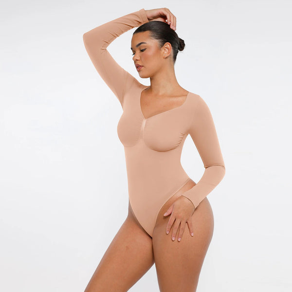 Seamless Tummy Control Bodysuit Shaping Thong Long Sleeve Winteres