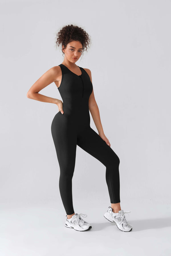 Seamless one-piece shaping sports suit with zipper Winteres