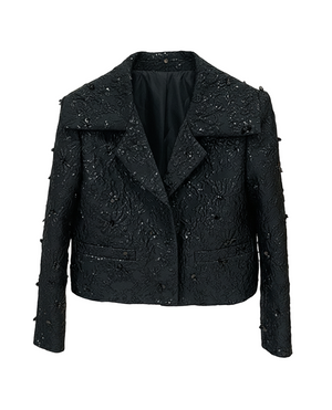 Black textured jacket on a white background