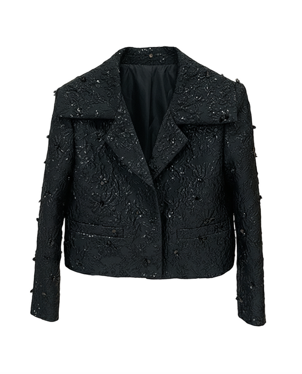 Black textured jacket on a white background